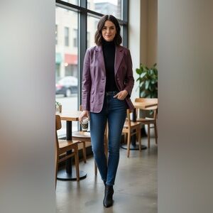 Pamela McCoy Plum Leather Blazer